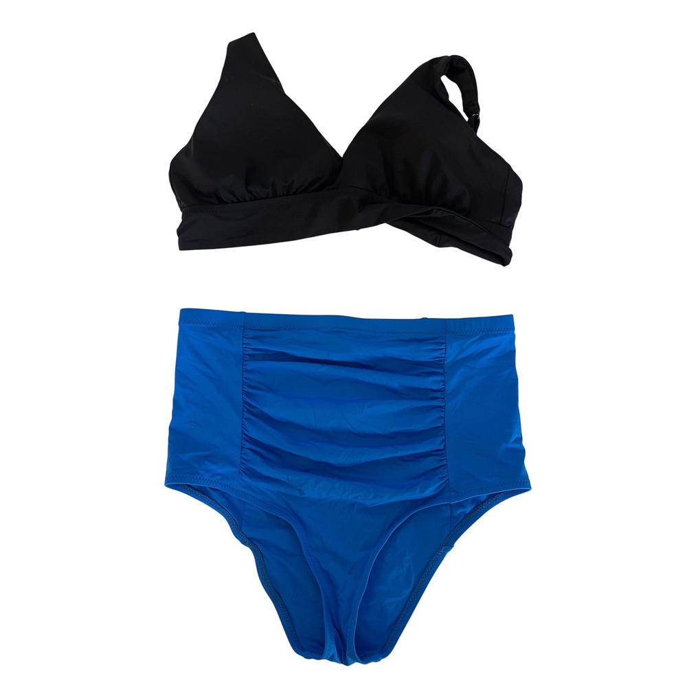 BECCA Sample Pieces 2 Piece Swimsuit, High Waisted Bottoms 0X Top Size DDD